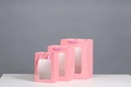 Three sizes of pink paper gift bags with transparent windows and matching handles - Mini 15*10*20cm / Pink