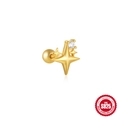 Gouden ster S925 zilveren kraakbeenpiercing met zirkonia en schroefbal sluiting - Enkel Goud #3 (Kleine Ster)