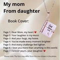 Silver book-shaped necklace pendant with Best Mom Ever engraving and 7-page custom messages - 47 Silver Letter for Mom Necklace