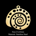 Golden spiral snail pendant in polished stainless steel for DIY jewelry making 21x22mm - Spiral Style (LA405) / 5 Pieces / Gold