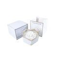 Set regalo bianco a forma di cuore con rosa stabilizzata e borsa bianca abbinata - Rosa di Sapone Singola a Forma di Cuore / Bianco