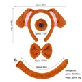 Brown plush dog ears headband, bow tie, nose and tail costume set for children - Dark Brown / 4-Piece Set