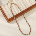 Handgemaakte kralenketting met veelkleurige toermalijnstenen en gouden fijne ketting - Reguliere Stijl (XL-1152DY01-1) / 41+5cm / [XL-1152DY01-1] Toermalijn Ketting