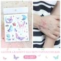 Glitzer-Farbverlauf Schmetterling und Planeten Tattoo-Aufkleber mit lila Mond-Design - FG-087 (Glitzer Schmetterling)