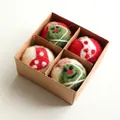 Christmas wool felt ball ornaments set of 4 in kraft gift box red white and green - Style B 4Pcs Colorful Balls