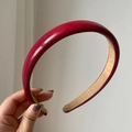 Classic red leather headband for women with premium smooth PU finish and inner lining - Burgundy