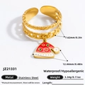 Golden stainless steel double-layer open ring with red and white Christmas hat pendant - Christmas Hat Style (JZ21331)