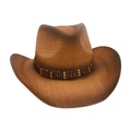 Brown gradient woven western cowboy hat with seashell leather band for beach style - One Size / Khaki-Coffee (Coffee Belt)