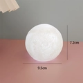 Spherical moon cake topper ornament with realistic texture, height 7.2cm and diameter 9.5cm - Vinyl Moon Light White