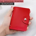 Red leather card holder with elephant grain texture and 24 card slots with snap closure - 12 Slots / Red - Elephant Grain