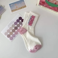 Mid-calf cotton socks in cream with pink toes and floral OH THAT'S NICE embroidery - OH THAT'S NICE Text