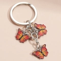 Colorful gradient butterfly keychain with metal chain and rings for bag accessory - Red