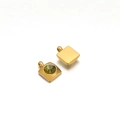 Golden square charm set featuring olive green gemstone and smooth polished metal finish - 6mm / Square Gold Lemon Yellow