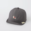 Detailed view of baby quick-dry cap with soft brim and dark grey horse embroidery - 50cm (1-3 Years) / Horse Embroidery - Grey