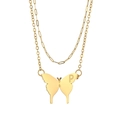 Double-layered 18K gold plated necklace with butterfly pendant featuring letter P - Letter P Butterfly Pendant Style