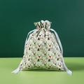 Cream Christmas drawstring gift bag with red reindeer and green tree patterns - 24*32cm Forest Elk White
