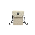Chic beige quilted crossbody mobile phone bag with diamond pattern and woven strap - Khaki