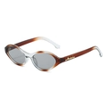 Vintage oval cat-eye sunglasses with tea gradient frame and grey lenses in a 45-degree view - Gray Tea Frame Gray Lens