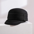 Elegant black wool newsboy cap featuring a delicate net veil overlay for women - Adjustable / Black
