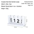 Minimalist white wooden flip calendar desk ornament with metal rings 24x12x7cm - European Calendar Ornament - Large (MDF)