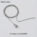 Collana a catena a O in acciaio inossidabile 0,5x450mm con chiusura a moschettone - Argento (0.5x45cm)