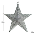 Hanging silver glitter 50cm Christmas star decoration with sparkling sequins - 50cm / Silver