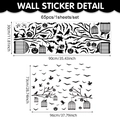Halloween wall decals set with black bats and pumpkins silhouettes for spooky decor - Black Halloween Silhouette (CT24Y12080T_R)