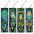 Set di 4 segnalibri 5D fai-da-te con diamanti a forma di gufo e ciondoli in cristallo - SQ-5 (Gufo/Acchiappasogni/Boho Set di 4)