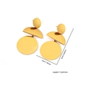 Irregular gold circular pendant earrings in stainless steel, dimensions 6cm by 3cm - Humanoid Circular Plate / Gold