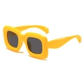 Lunettes de soleil hip-hop pour enfants avec monture jaune épaisse et verres gris - Monture Jaune Verres Gris
