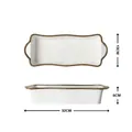 Rectangular white ceramic tray with gold beaded rim, 32x13cm luxury dessert serving plate - 12 Inch Gold Rectangular Soup Plate