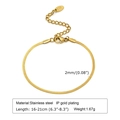 Detailed specs of a 2mm gold-plated stainless steel snake chain with K18 engraving - BR-1277 (2mm Width / 16-21cm) / Gold