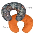 Elastic U-shaped nursing pillow cover featuring forest animal print and orange reverse side - Forest Animals