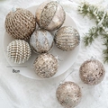 Luxury 8cm champagne foam Christmas ball ornament with pearl and sequin details - 23 Year Champagne Set / Diameter 8cm