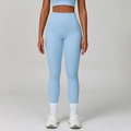 High-waisted push up yoga leggings in light blue, seamless and breathable fitness pants - S / Bottoms / Sky Blue