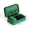 Portable velvet jewelry travel organizer in dark green with dimensions 18x11.2x6.5cm - Emerald Green