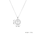 Silver-colored cross necklace with sparkling cubic zirconia circular pendant for women - Silver Circular Cross (1576)