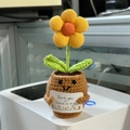 Handmade crochet potted yellow flower doll with Thank You for Helping Me Grow card - Small Yellow Flower 1
