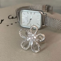 Elegant 925 sterling silver hollow flower ring featuring sparkling white zircon accents - JZ0961-Hollow Stamen