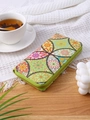 Ethnic style long wallet featuring colorful mandala patterns and a green zipper detail - Neon Yellow