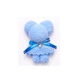 Blue bear-shaped folded towel in soft coral fleece with ribbon and pearl detail - Blue Pineapple Texture Bear With Pearl Charm