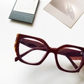 Cat eye blue light blocking glasses in wine red frame with tortoiseshell temples - Dark Red Leopard