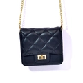 Elegant black quilted crossbody bag with golden chain strap and luxury turn-lock closure - Black