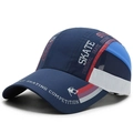 Quick-dry navy baseball cap with white breathable mesh and skating graphics for outdoor sports - Navy Blue