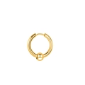 Minimalist gold stainless steel hoop earrings featuring a movable polished metal bead detail - LE3251 Gold (Single) / Gold Round Beads