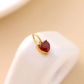 Exquisite gold heart-shaped stainless steel pendant with sparkling red zircon gemstone - Red (Pendant)
