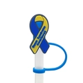 Blue and yellow ribbon silicone straw cover for Down Syndrome Awareness campaign - 1718-24 Down Syndrome Awareness
