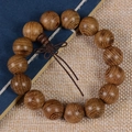 Pulsera de madera de wengué africano con textura marrón oscuro y nudo chino tradicional - 15mm*15 Cuentas [Estándar]