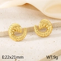Pendientes de aro dorados tipo croissant con diseño en espiral y textura trenzada - Dorado (KE115564-KFC)