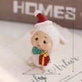 Christmas sheep resin ornament with red hat and gift box, size 5.5cm by 4.5cm - Christmas Sheep